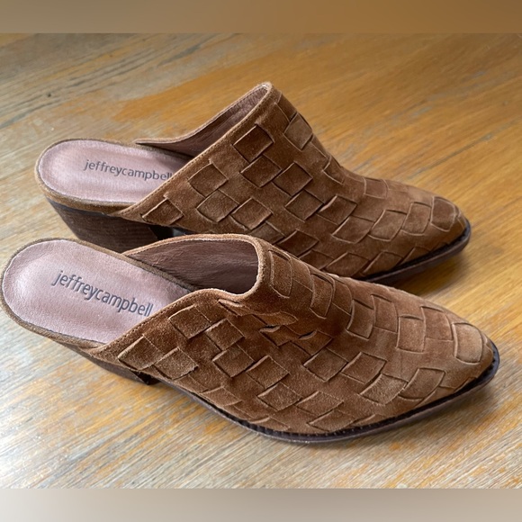 Jeffrey Campbell Favela Woven Mules in Cognac Brown - Picture 3 of 9